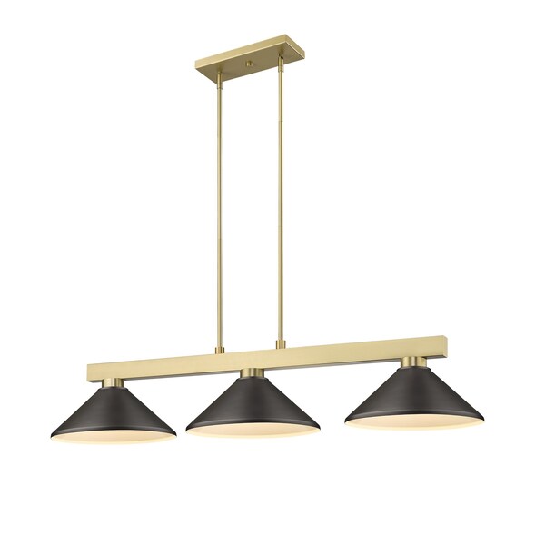 Z-Lite Cobalt Billiard, 3-Light, 14.25 In.W x 49.75 In.L x 10 In.H, Modern Gold/Bronze 152MGLD-MBRZ - main